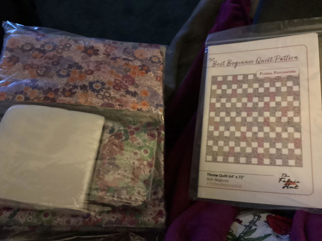 Floral Patchwork Quilting Kit - Pre-Cut with Complete Backing & Binding - Beginner - 64x72 inches Finished Size
