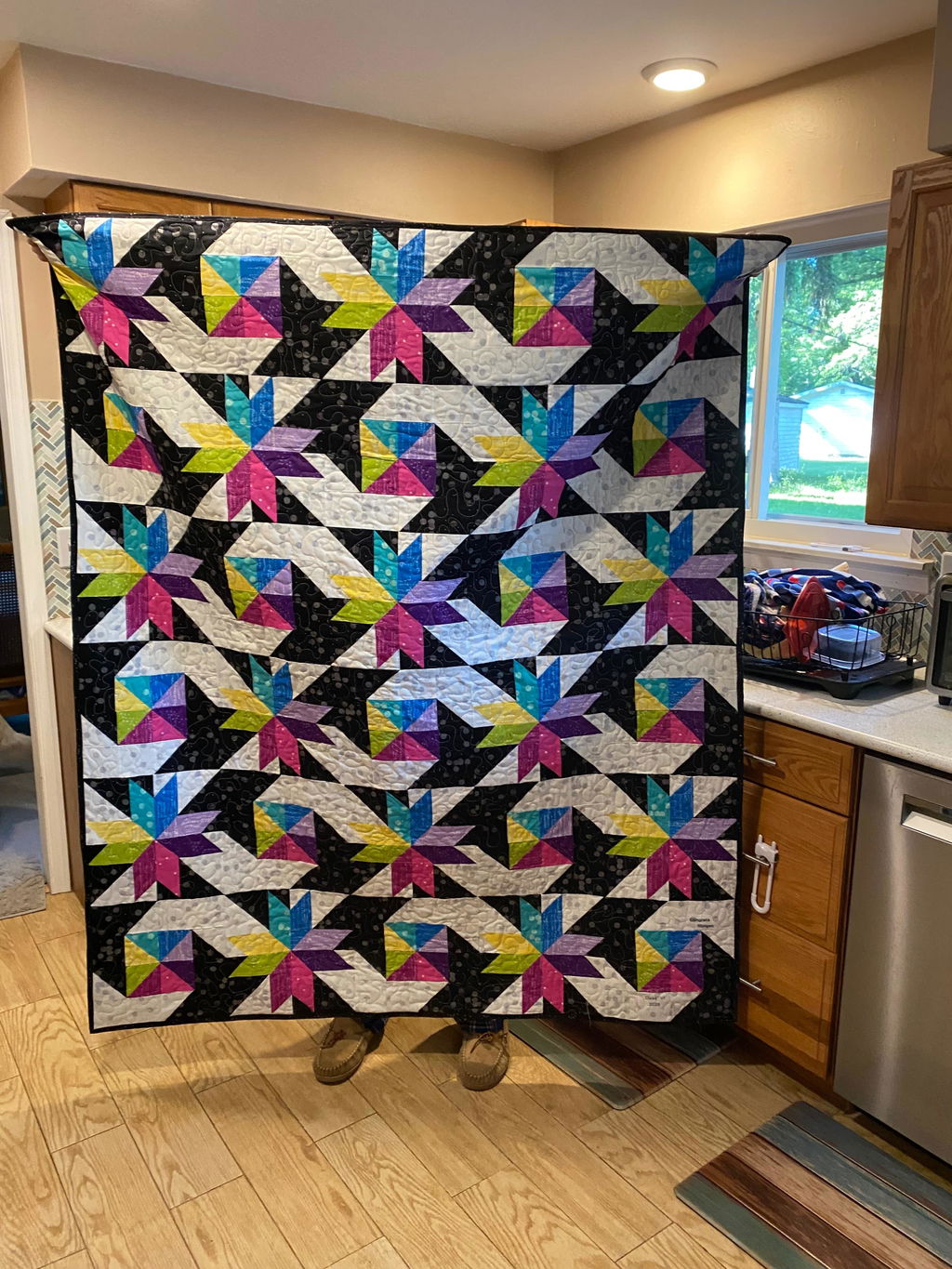 Stars at Sea Quilting Kit - Pre-Cut with Complete Backing & Binding - Experienced Beginner - 60x72 inches Finished Size