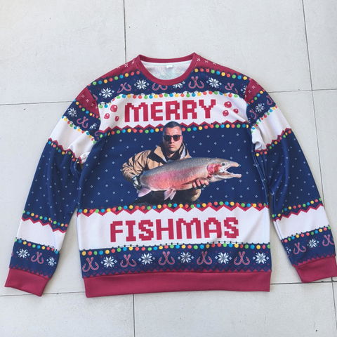 Custom Photo Unisex Ugly Sweatshirt - Personalized Christmas Birthday Gifts For Fisherman