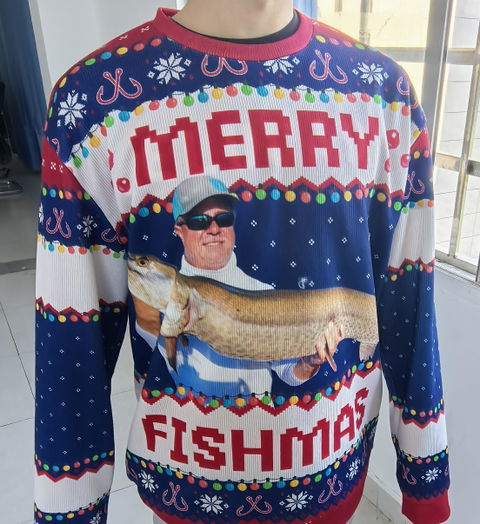 Custom Photo Unisex Ugly Sweatshirt - Personalized Christmas Birthday Gifts For Fisherman