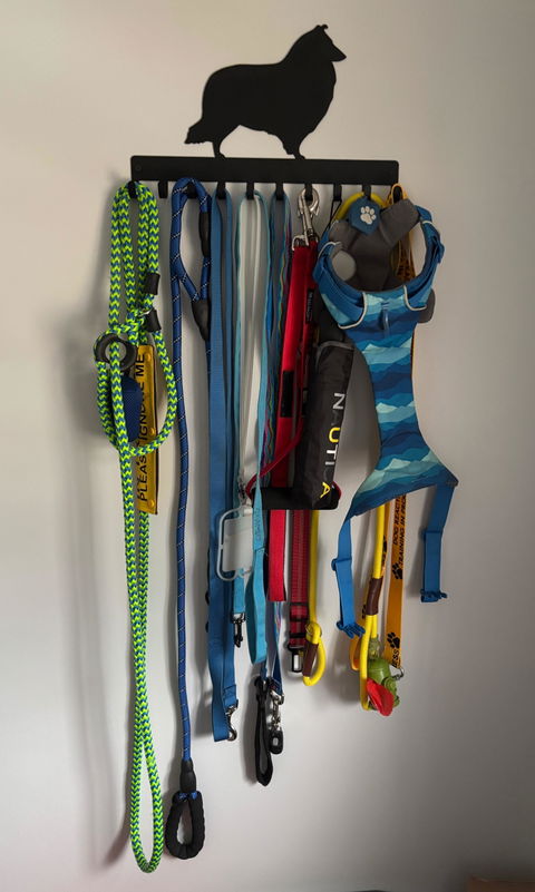 Long Key & Leash Hanger with 2 dog breeds & 10 hooks