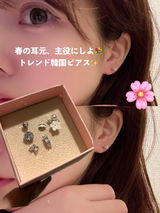 Spring-01 キュービックシルバーデイリーピアスセット