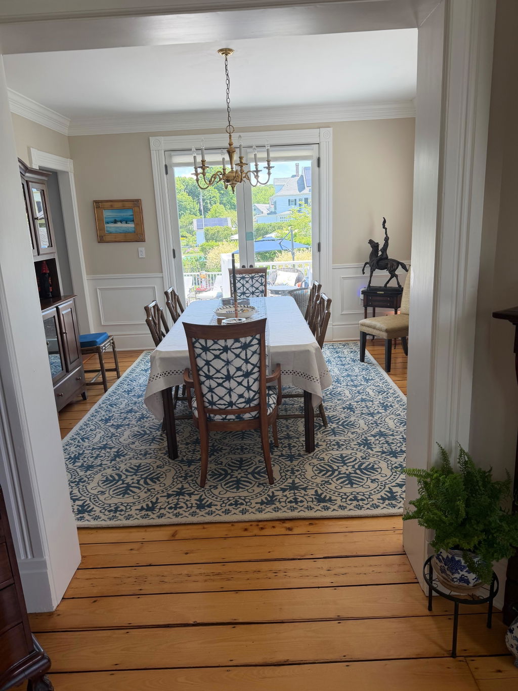 Nina Hand Tufted Wool Pile Oriental Rug Blue & White