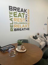 Relaxing Wall Words For Lounge Area