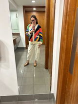 Diagonal Stripe Hand Knit Cardigan