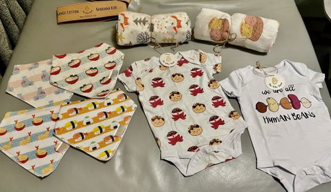 Organic Cotton Bandana Bibs 2pcs Set - Sushi + Tempura