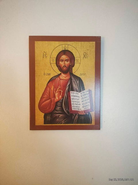 Jesus Christ icon Lifegiver, Handmade Greek Orthodox icon of our Lord, Byzantine art wall hanging on wood plaque, religious icon home decor - Catholic Icon