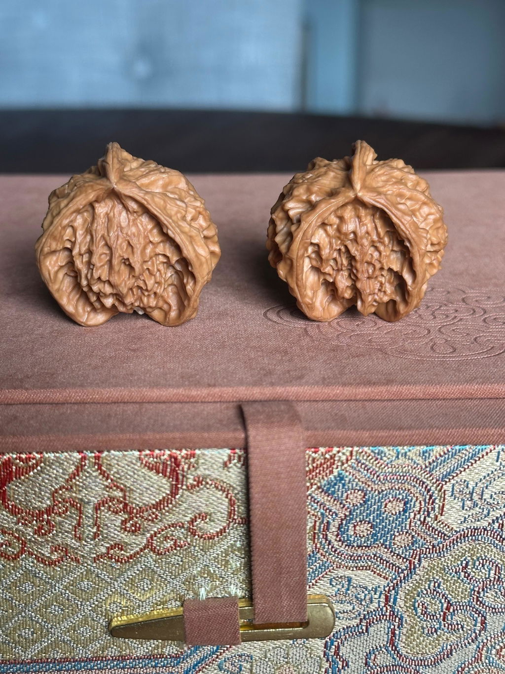 Rare Nanjiangstone Nanjiangshi Wenwan Walnuts - 41x41mm Pair NJS