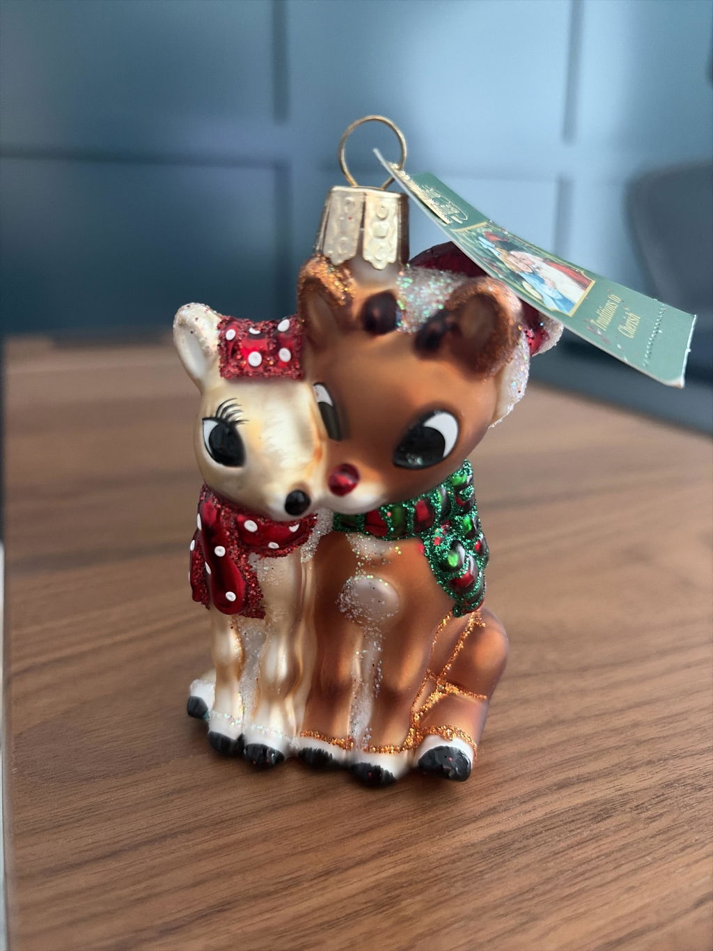 Old World Christmas Rudolph And Clarice Glass Collectible Christmas Ornament