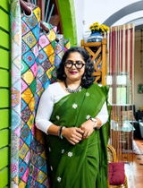 Georgette Parijat Saree - Green