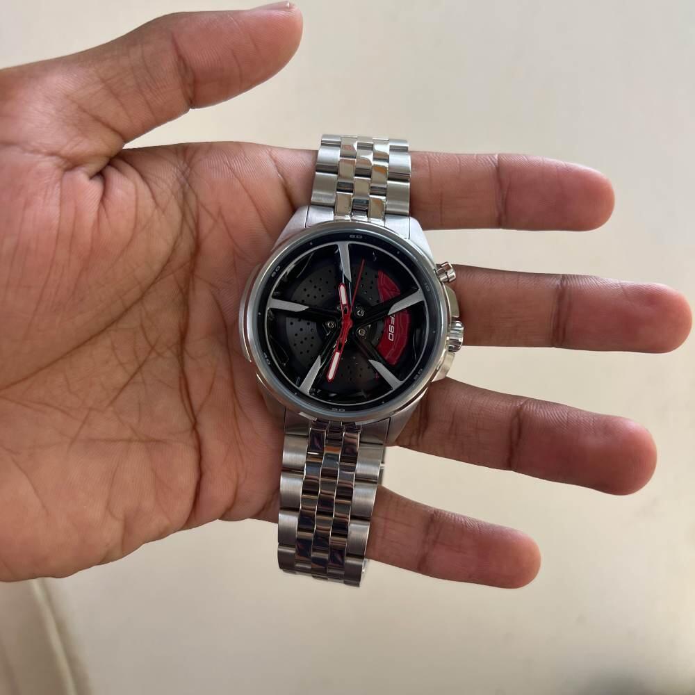 Scuderia SF90 Spinning Gyro Watch with Push Brakes – Black