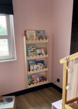 Bubble Bookshelf - 4 Tier Scalloped Shelf - Natural Timber