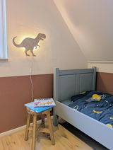 Tyrannosaurus - Wooden Children's Wall Lamp - Natural Timber