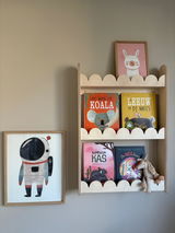 Bubble Bookshelf - 3 Tier Scalloped Shelf - Natural Timber