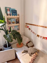 Bubble Bookshelf - 4 Tier Scalloped Shelf - Natural Timber