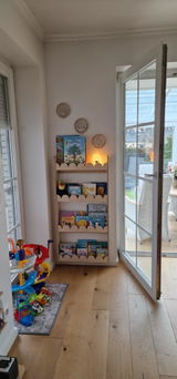 Bubble Bookshelf - 4 Tier Scalloped Shelf - Natural Timber