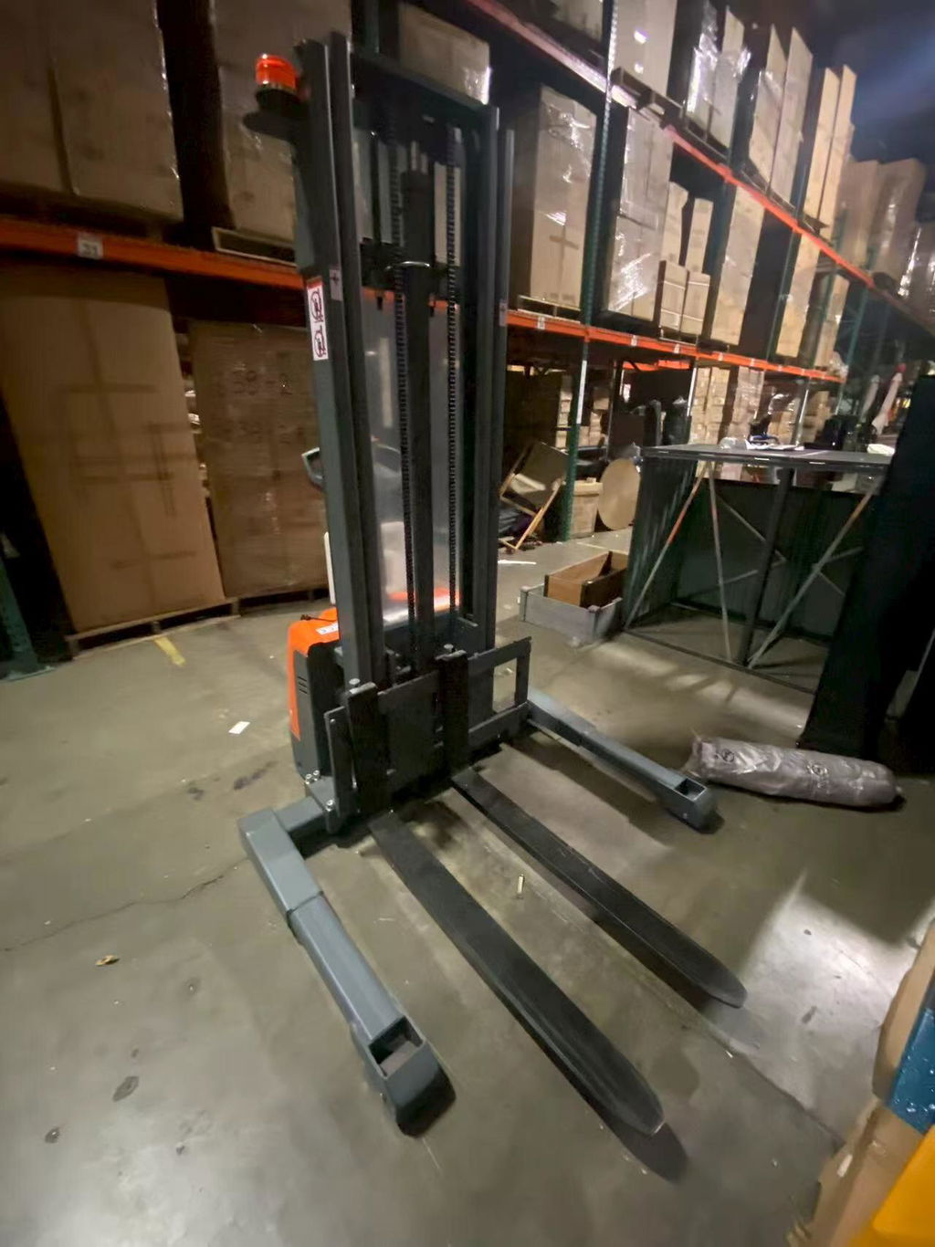 3300lbs Electric Straddle Stacker, 98" Lift, Adjustable Legs & Forks, T-3050