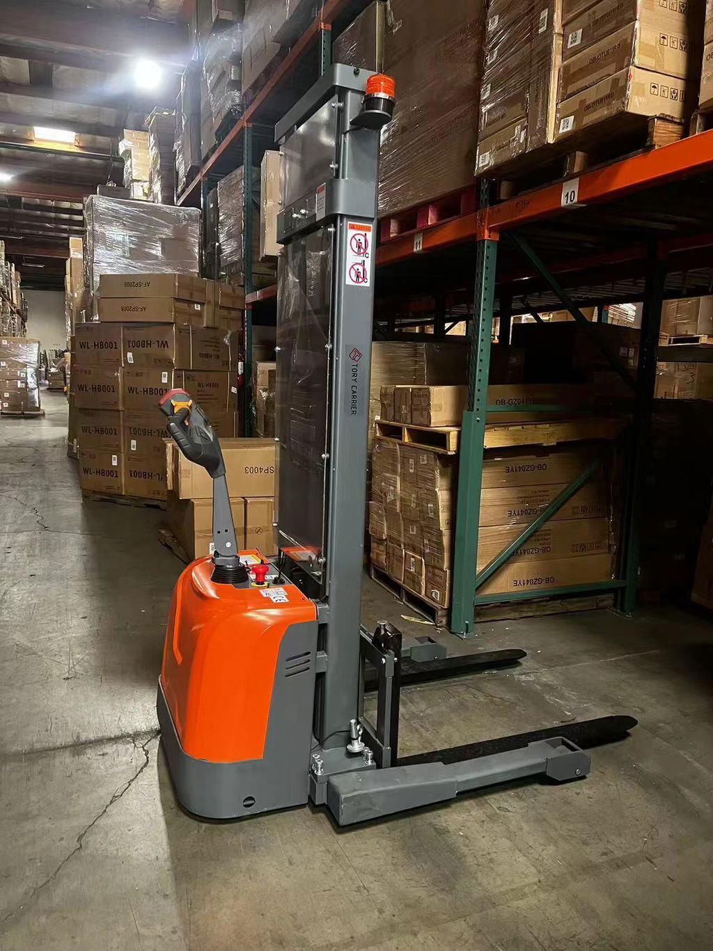 3300lbs Electric Straddle Stacker, 98" Lift, Adjustable Legs & Forks, T-3050
