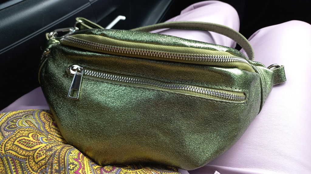 Cross Body Shimmer Bag In Khaki