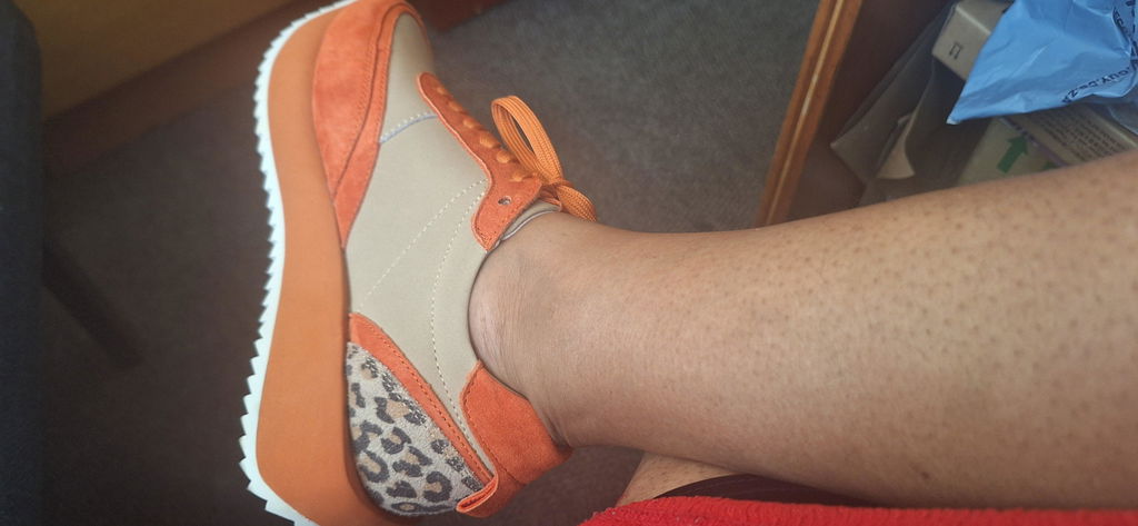 Julz Miles Orange And Brown Wedge Sneaker