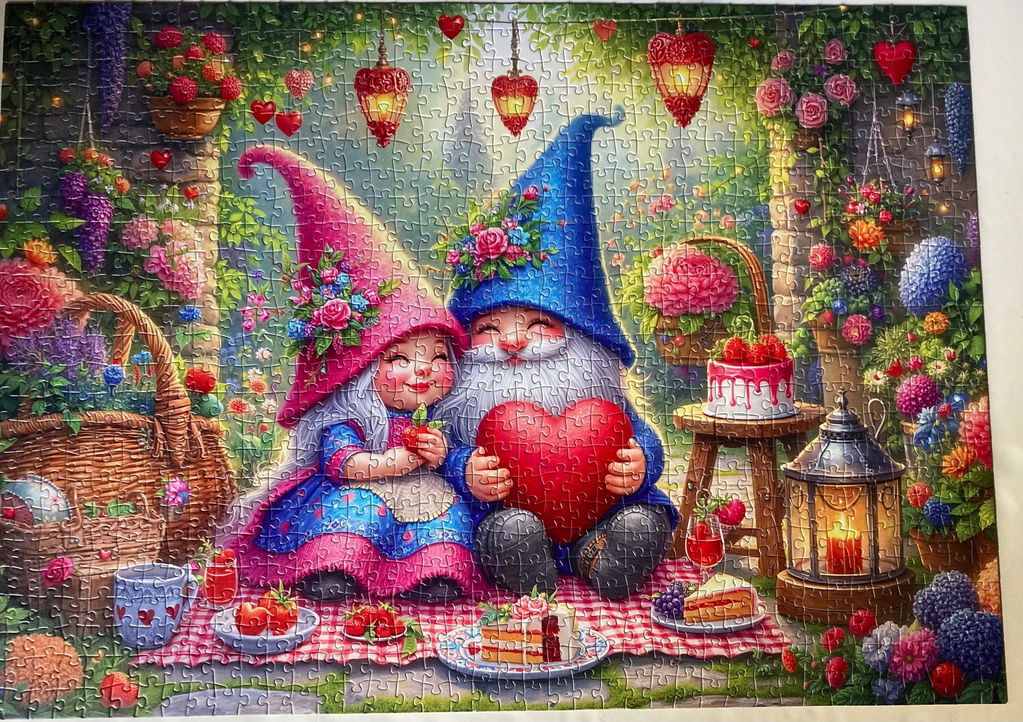 Enchanted Gnome Love Garden Jigsaw Puzzle