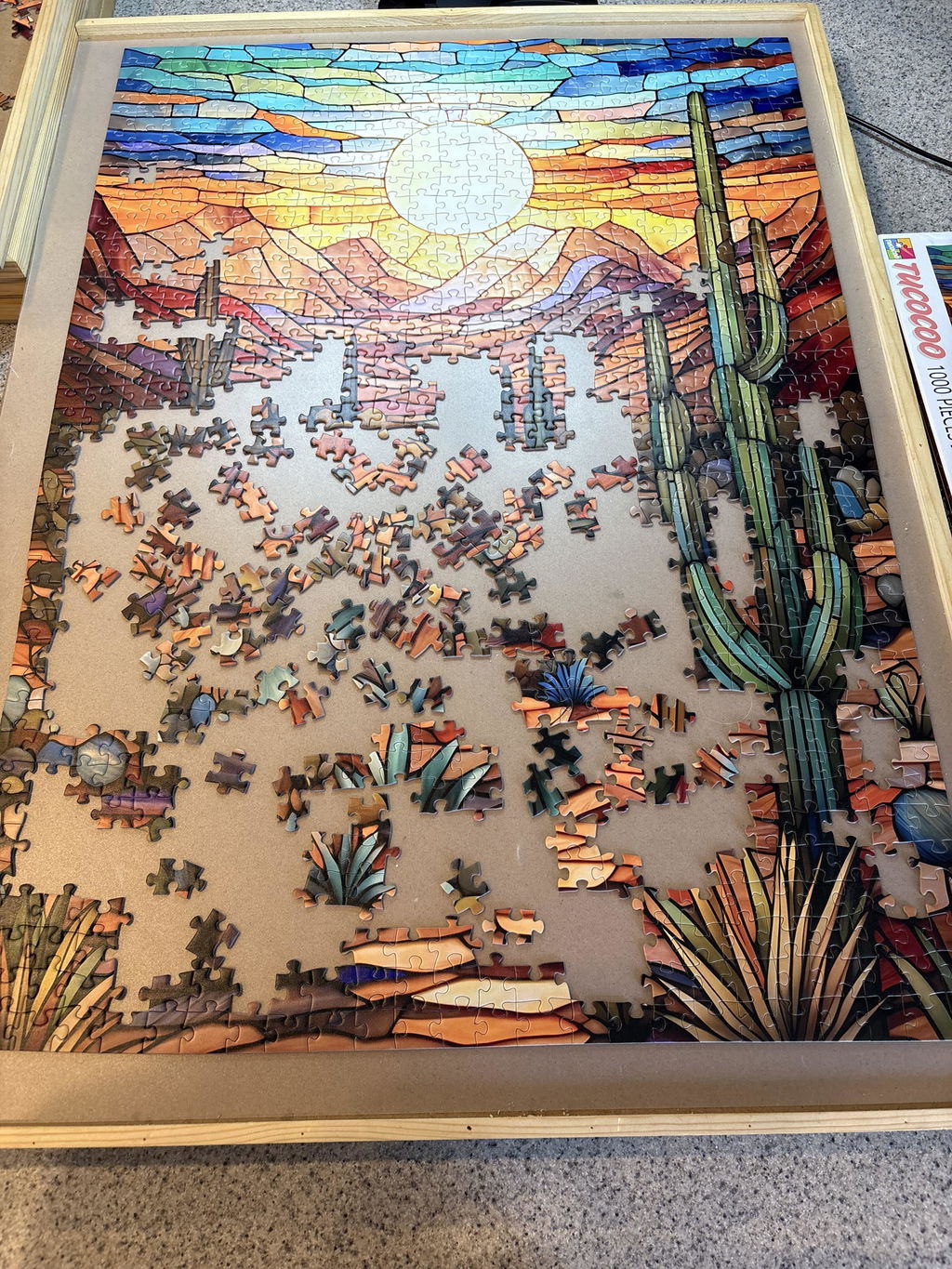 Stained Glass Desert Sunset Jigsaw Puzzle