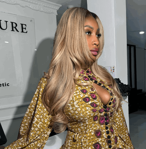 Tuneful Professional Toned Colored Rich Girl Vibe Balayage Blonde Highlight HD Transparent Lace Front Human Hair Wigs