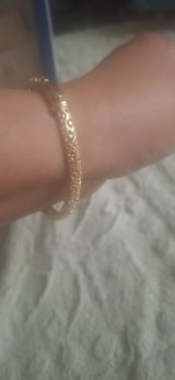 Open Scrollwork Bangle Bracelet – Easy Click Top Closure, 7 Inch Design