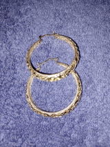 Large Graduated Hoop Earrings with Scrollwork Detailing – 35mm Design