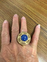 Lapis Statement Ring with Intricate Filigree Bezel