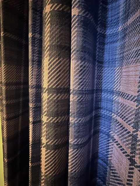 Sara Le Linen Raisin Plaid Print Pinch Pleat Curtain Unlined