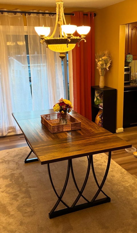 Ironwood Rustic Modern Dining Table – Custom Solid Wood Top with Metal Base for Dining Room or Formal Hall