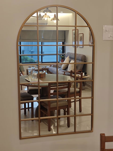 GloryArch- Arched Grid Full Length Window Style Metal Framed Mirror for Living Room, Bedroom, Clothing Boutique or Outdoor