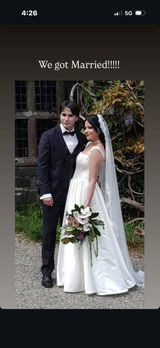Satin Wedding Dress With Basque Waist And Square Neck Casia