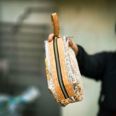 Scrapshala Handloom Textile Upcycled Charcha Vault Zip Pouch