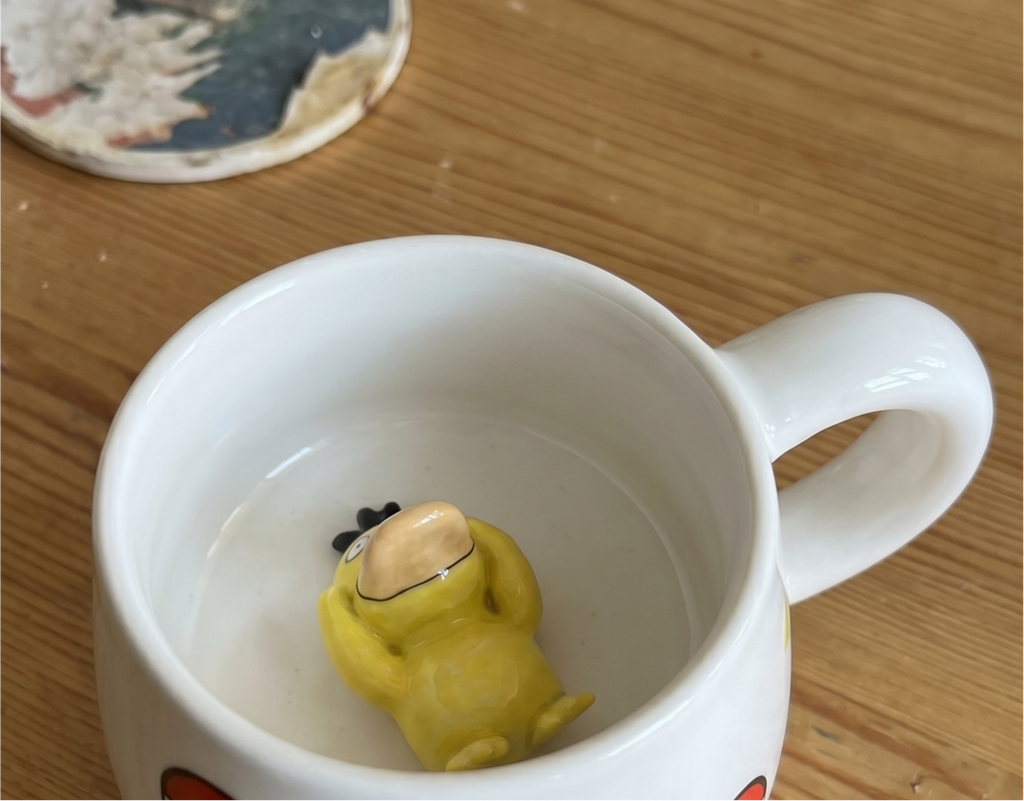 Custom Pokémon-Inspired Mug, Handmade Ceramic Coffee Cup with Surprise Character Inside