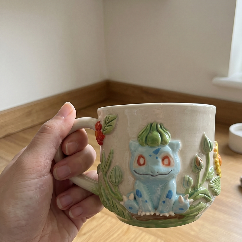 Custom Pokémon Ceramic Mug – Handmade 3D Relief Anime Cup for Gifts