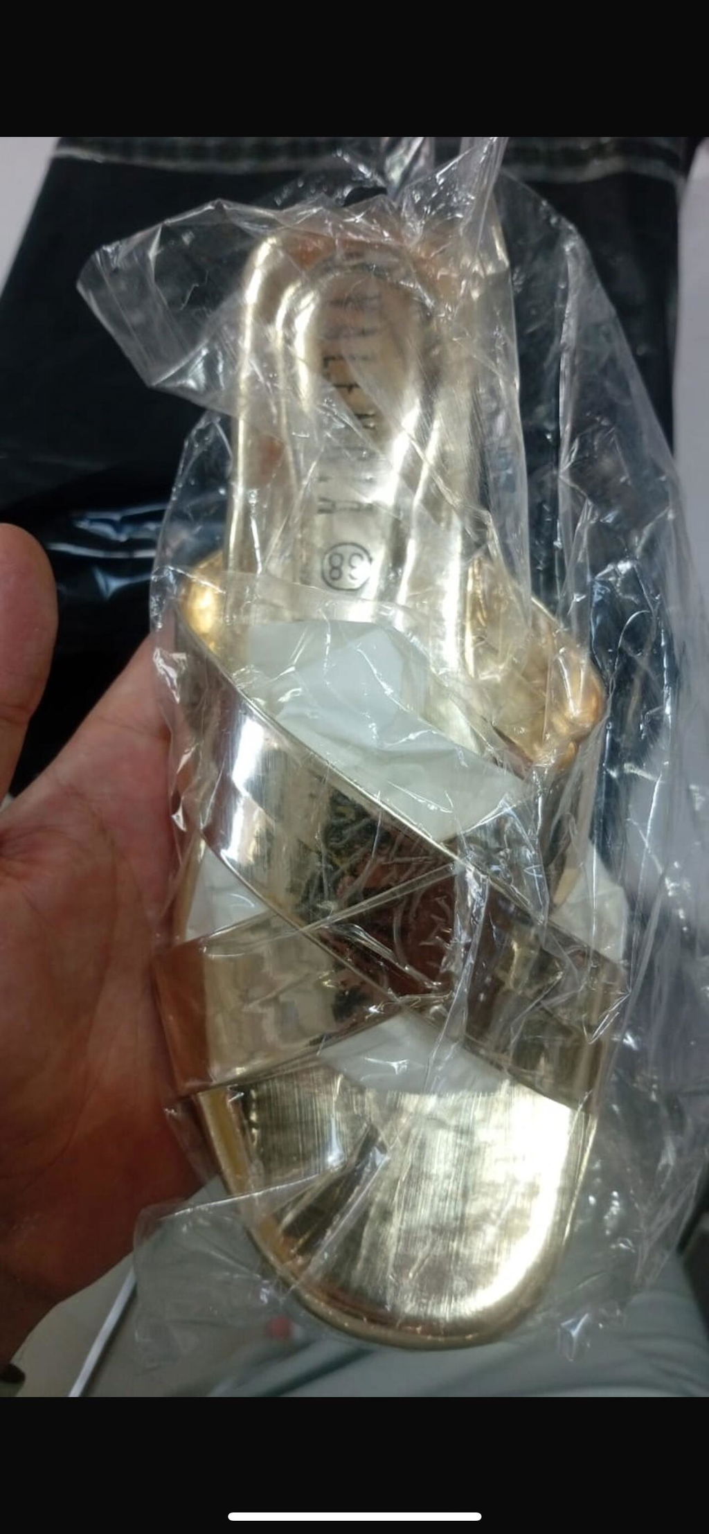 Golden Cross-strap Slipper