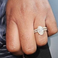 4.0 CT Oval Solitaire Pave Moissanite Engagement Ring