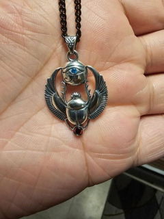 Scarabaeus with Udjat Symbol Sterling Silver Handmade Egypt Jewelry