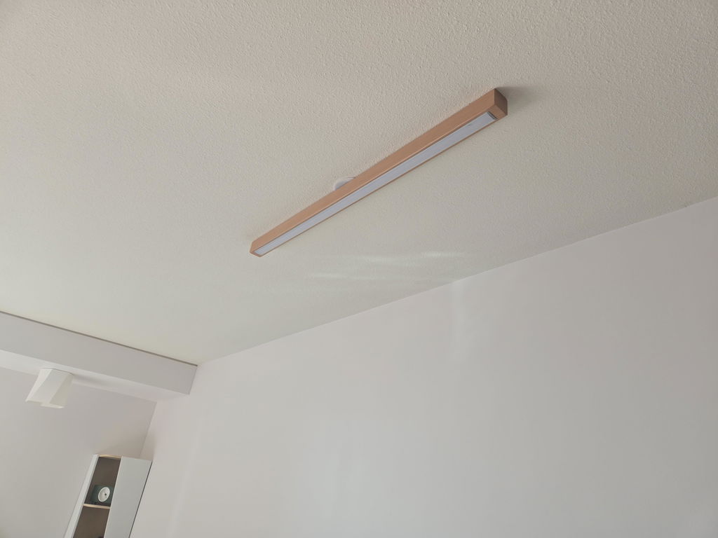 Flush Mount Ceiling Light Long Wooden Linear LED