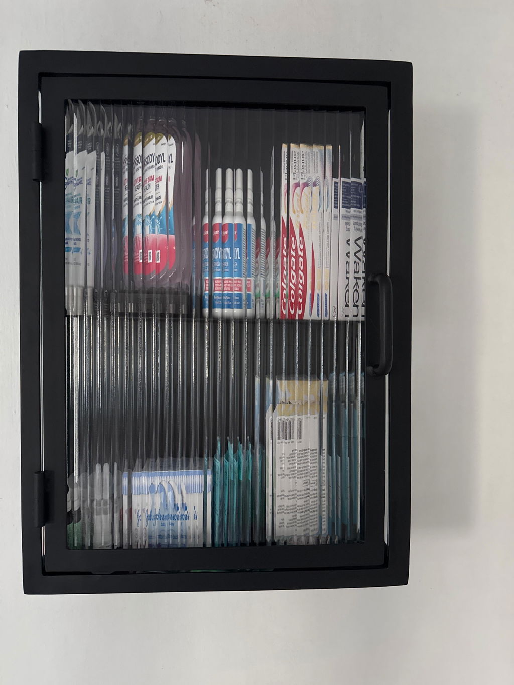 Industrial Fluted Glass Bathroom Cabinet - Matt Black