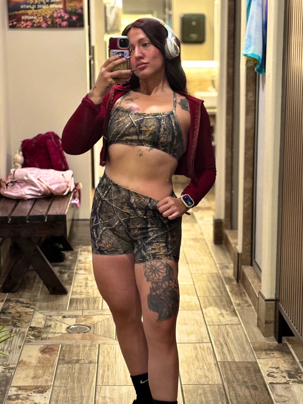 Pinnacle Seamless Scrunch Butt Shorts 4" - Forest Camo