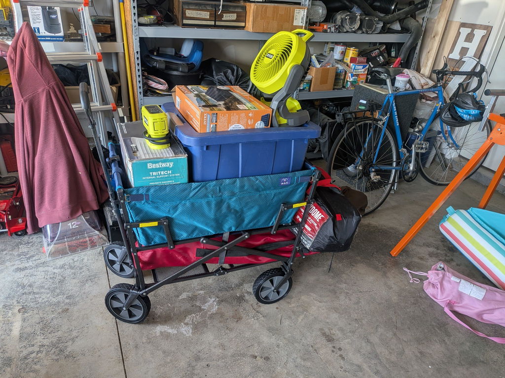 Mac Sports Double Decker Collapsible Yard Cart Garden Wagon, Teal (Open Box)