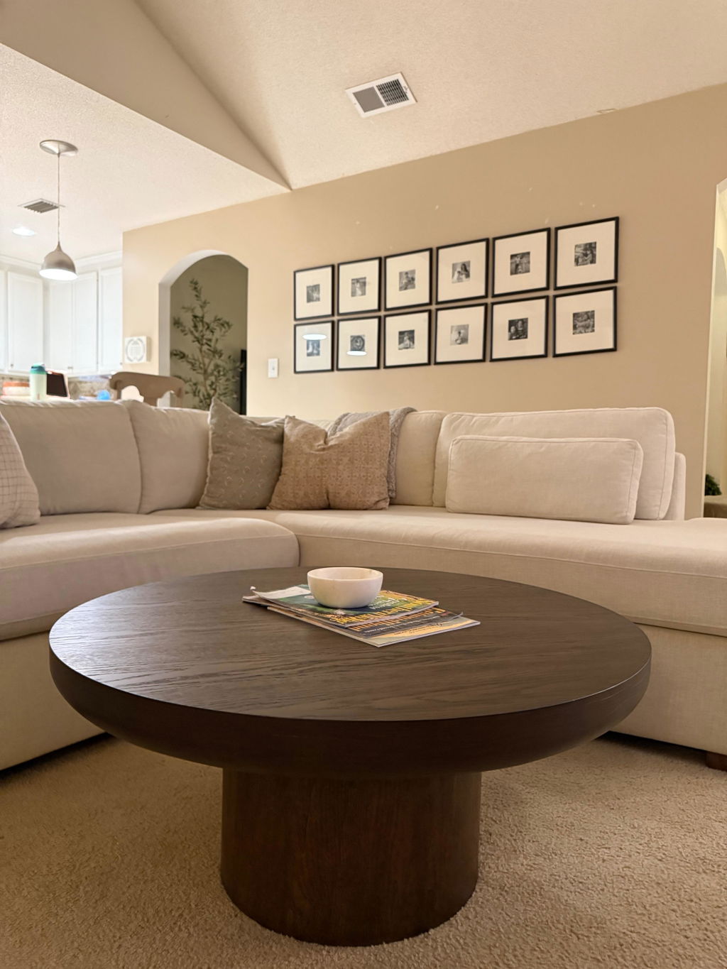 OWEN RUSTIC CIRCULAR WOODEN COFFEE TABLE IN AGED BROWN
