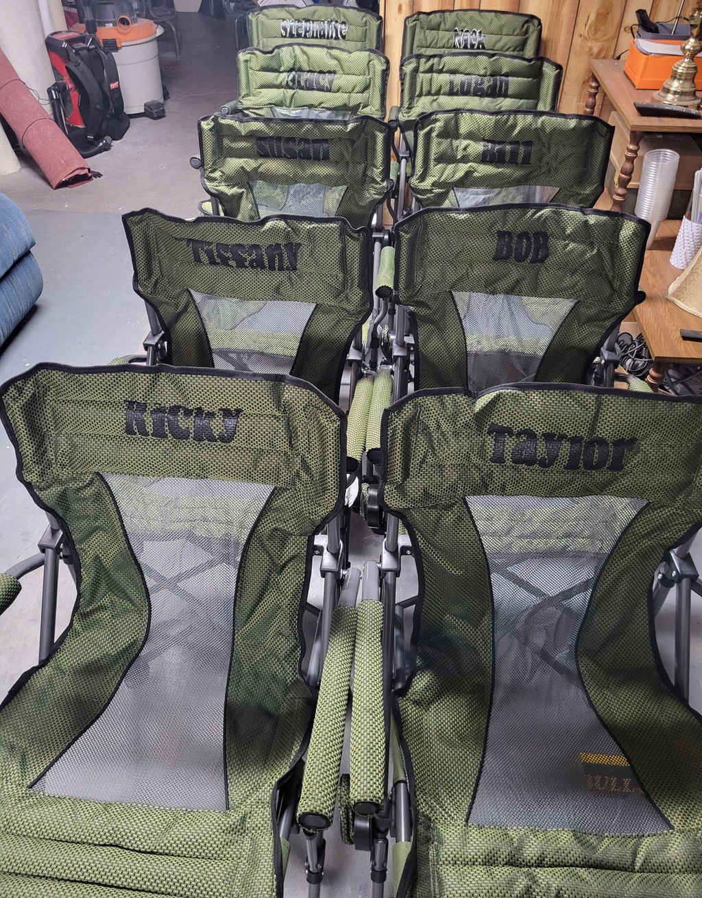 Four Seasons Courtyard Quad Sports Arm Chair with Lumbar Support, Green (4 Pack)