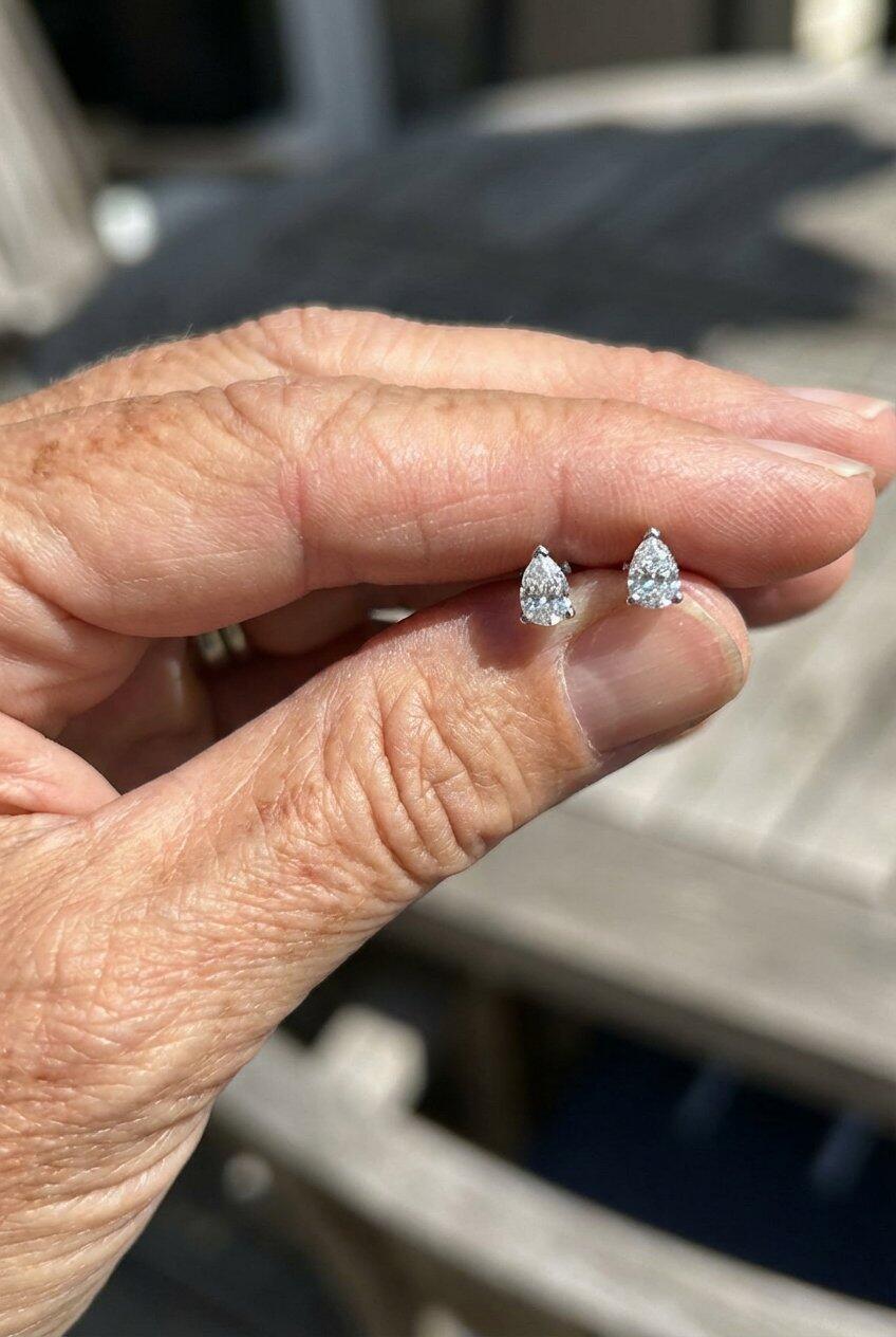 1.0 ct. tw. Lab-Grown Pear-Shaped Diamond Stud Earrings