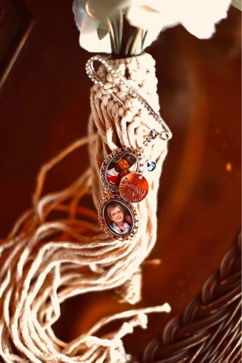 DIY Wedding Something Blue photo Memory charm  to attach to bride bouquet Gift for wedding bridal shower - Remembering Loved ones