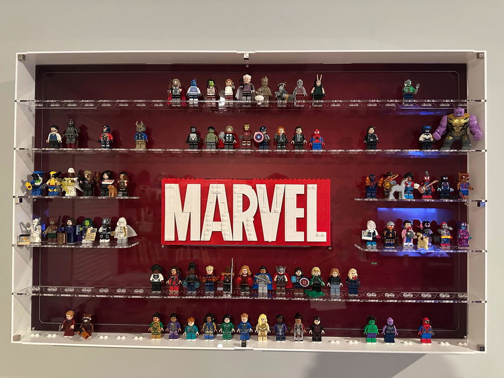 Wall Mounted Display Case for LEGO® Marvel: Brick-Built Marvel Logo & 124 Minifigures (76313)