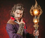 Baldur's Gate 3 Gale Mixed Brown Wavy Lace Front Synthetic Men's Wig LFK5562